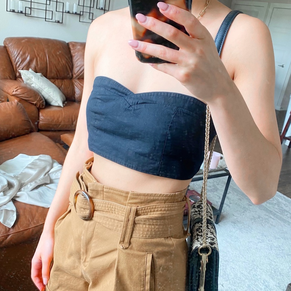 FREE PEOPLE BACK COTTON TIE BANDEAU TOP XS/SM